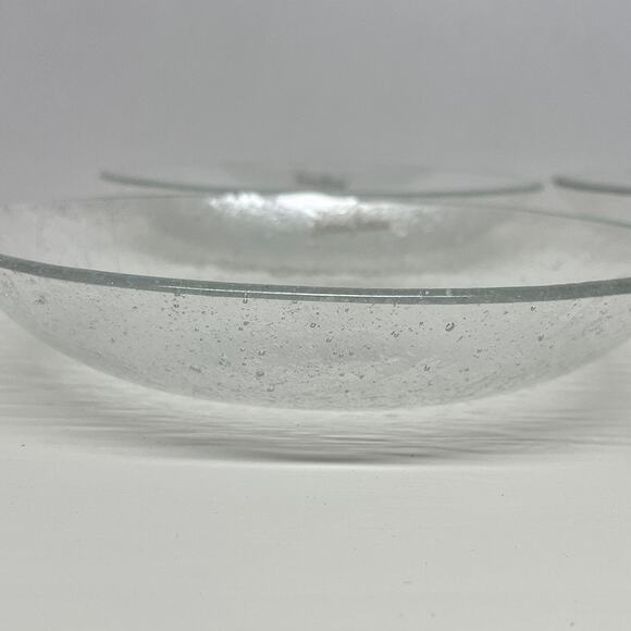 Nieman Marcus Clear Bubbled Glass Shallow Salad Dessert Bowl Set of 4 - Picture 4 of 5